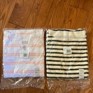 Croft  & Barrow Striped Shirts - set of 2 Black and Peach  size L in package
